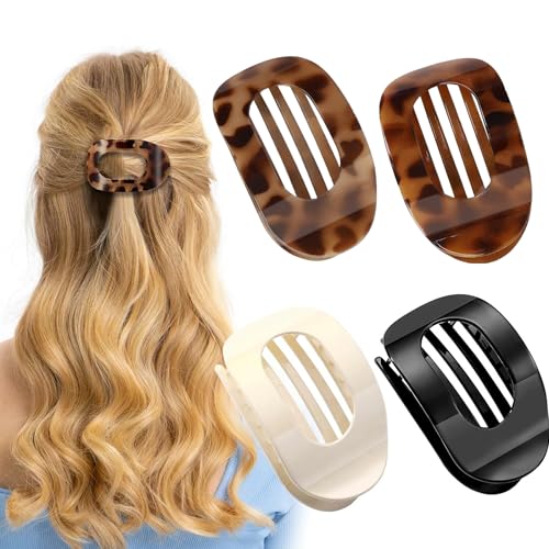 Flache Haarklammern, ergonomisch, gebogen, flach liegend, für dickes, dünnes, lockiges Haar, Zubehör für Damen, 4 Stück Flache Haarklammern, ergonomisch, gebogen, flach liegend, für dickes, dünnes, lockiges Haar, Zubehör für Damen, 4 Stück von WAHK RAHK