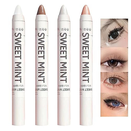 4 Stück Bubble Eyeshadow Sticks Jumbo Lidschatten Bleistift für Lidschatten und Eyeliner | Glitzer Bleistift | Wasserdicht | Lang anhaltend | Mattweiß | Weiß Matt | Perlweiß | Champagner von WAHRE