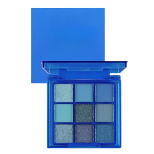 9 Farben blaue Lidschatten-Palette, Glitzer-Schimmer-Lidschatten-Palette für Damen, wasserdicht und schweißfest, langlebig, bunt, hypoallergen 9 Farben blaue Lidschatten-Palette, Glitzer-Schimmer-Lidschatten-Palette für Damen, wasserdicht und schweißfest, langlebig, bunt, hypoallergen von WAHRE