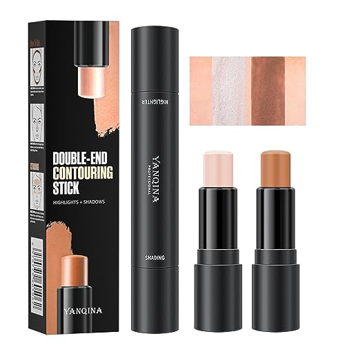 Double End Makeup Stick, Cremige Konturenset, 2 in 1 Modellierstab, Concealer Stick, Bronzestab, wasserdichtes und langlebiges Make-up für Frauen von WAHRE