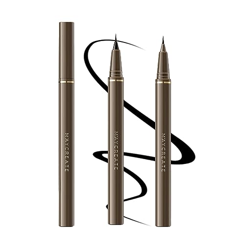 Flüssiger Eyeliner Bicolor Ultra Dünn Schnell Trocknend Wasserdicht Langlebig Unten Wimpern 0.01mm Anti Fleck Makeup Set Schwarz Braun (2 Stück) von WAHRE