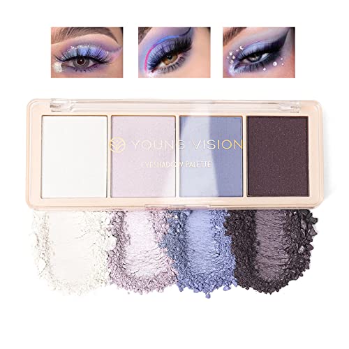 Lidschatten-Palette Matt Glitzer Lidschatten Palette Ultra Pigment-Lidschatten Wasserdicht Dauerhaft Traumviolett für Mädchen Frauen 4 Stück von WAHRE