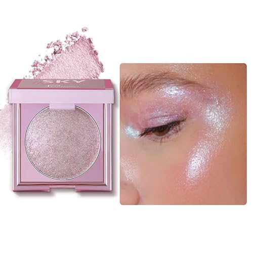 Mermaid Pink Highlighter Make-up, schimmernde Gesichtskontur-Puder-Palette, natürlich glänzender Illuminator, langanhaltender Glanz, leichter Lidschatten für Gesicht und Körper von WAHRE