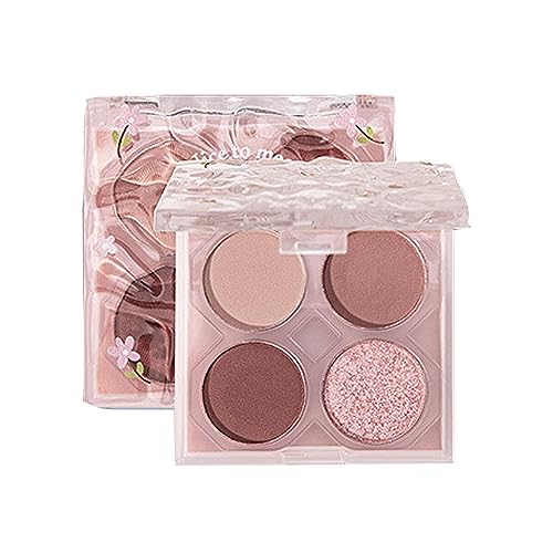 Rose Pink Lidschatten Palette Vier-Farben Rot Lidschatten Schimmer Matte Hohe Pigment Mini Make-up Palette Lidschatten Toning Palette Langlebig Wasserdicht von WAHRE