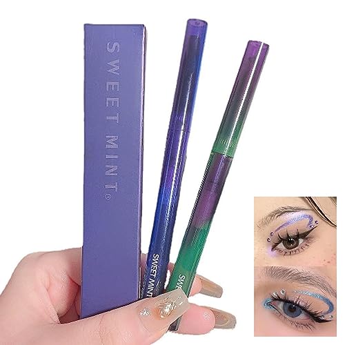 WAHRE Blauer und violetter Glitzer-Eyeliner, wasserdichter Chamäleon-Eyeliner, hypoallergen, wasserdicht, langlebiger Lidschatten-Eyeliner, hochpigmentiert, wasserdicht und wischfest, 2 Stück von WAHRE