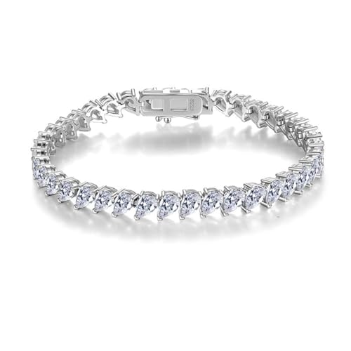 4 x 6 mm goldenes Tennisarmband für Damen, 925er-Sterlingsilber, trendiger Birnenschliff, Zirkonia, simulierter Diamant-Armband, Damenschmuck, 16,5–20,3 cm, 6.5 Inch, Silber, Zirkonia 4 x 6 mm goldenes Tennisarmband für Damen, 925er-Sterlingsilber, trendiger Birnenschliff, Zirkonia, simulierter Diamant-Armband, Damenschmuck, 16,5–20,3 cm, 6.5 Inch, Silber, Zirkonia von WAHZAUS