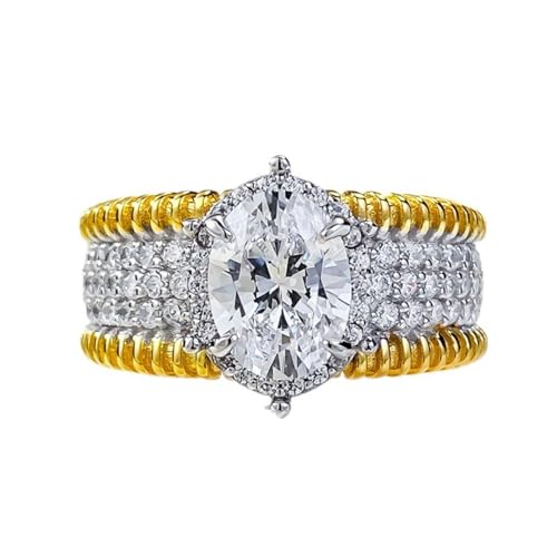 WAHZAUS 1,5 Karat ovaler Moissanit-Ring für Damen, funkelnde Vintage-D-Farbe, VVS1 S925 Sterlingsilber, Diamantring, modische Damen-Eheringe, 8, Silber, Moissanit von WAHZAUS