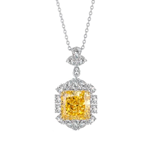 WAHZAUS 13 x 13 mm quadratische Halskette für Damen, strahlender Schliff, grün/gelb, riesiger Zirkonia, simulierter 925er Sterlingsilber, Diamant-Anhänger, Halskette für Ehefrau, Freundin, Mutter, 1 WAHZAUS 13 x 13 mm quadratische Halskette für Damen, strahlender Schliff, grün/gelb, riesiger Zirkonia, simulierter 925er Sterlingsilber, Diamant-Anhänger, Halskette für Ehefrau, Freundin, Mutter, 1 von WAHZAUS