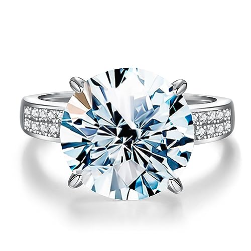 WAHZAUS 5ct Moissanite Eheringe D Farbe VVS1 Diamant Ringe für Frauen Sterling Silber Ringe Verlobungsringe mit Zertifikat, Edelstein, Moissanit von WAHZAUS