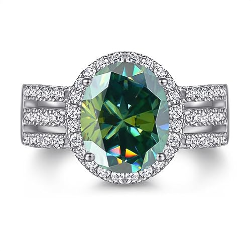 WAHZAUS Moissanit-Eheringe für Damen, 3 Karat, Ovalschliff, Farbe D, VVS1, grün/weiß/rosa, Diamantring, Moissanit-Verlobungsringe mit Zertifikat, 6, Edelstein, Moissanit WAHZAUS Moissanit-Eheringe für Damen, 3 Karat, Ovalschliff, Farbe D, VVS1, grün/weiß/rosa, Diamantring, Moissanit-Verlobungsringe mit Zertifikat, 6, Edelstein, Moissanit von WAHZAUS
