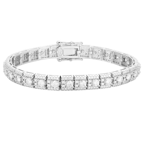 WAHZAUS Moissanit-Tennisarmband, D-Farbe, VVS1, Rundschliff, Moissanit-Armbänder für Damen, 15,2 - 20,3 cm, 925er-Sterlingsilber, 6 mm breit, 7 In/5.41Cttw, Silber, Moissanit WAHZAUS Moissanit-Tennisarmband, D-Farbe, VVS1, Rundschliff, Moissanit-Armbänder für Damen, 15,2 - 20,3 cm, 925er-Sterlingsilber, 6 mm breit, 7 In/5.41Cttw, Silber, Moissanit von WAHZAUS
