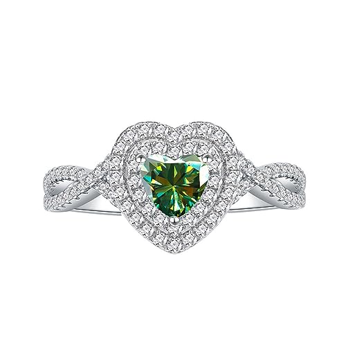 WAHZAUS Moissanite Eheringe für Damen, 1 Karat Herzschliff, Farbe D, Farbe VVS1, weiß/grün/rosa, Diamantring, Moissanit-Verlobungsringe mit Zertifikat, 7, Edelstein, Moissanit WAHZAUS Moissanite Eheringe für Damen, 1 Karat Herzschliff, Farbe D, Farbe VVS1, weiß/grün/rosa, Diamantring, Moissanit-Verlobungsringe mit Zertifikat, 7, Edelstein, Moissanit von WAHZAUS