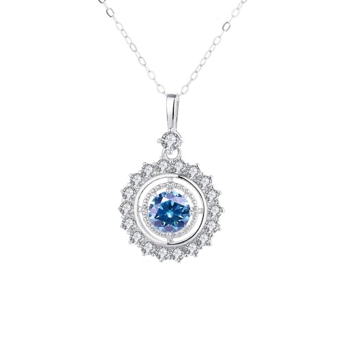 WAHZAUS Moissanite Halo-Halskette mit Halo-Anhänger, 1 Karat, D, Farbe VVS1, Reinheit, 925er Sterlingsilber, Halsketten für Damen, Schmuck, 40 + 5 cm, 1, Silber, Moissanit von WAHZAUS