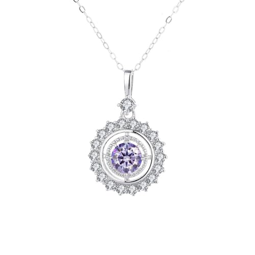 WAHZAUS Moissanite Halo-Halskette mit Halo-Anhänger, 1 Karat, D, Farbe VVS1, Reinheit, 925er Sterlingsilber, Halsketten für Damen, Schmuck, 40 + 5 cm, 1, Silber, Moissanit von WAHZAUS