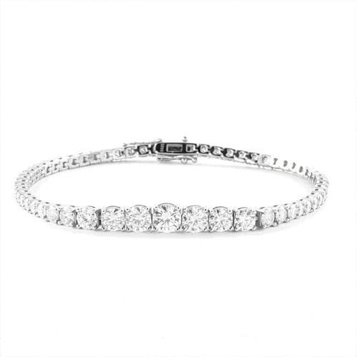 WAHZAUS Tennisarmband für Damen, 3–6,5 mm, 925er-Sterlingsilber, Rundschliff, Zirkonia, simuliertes Gold-Diamant-Armband, Hochzeitsarmband für Bräute, 16,5 - 21,6 cm, 8.5 Inch, Silber, Zirkonia WAHZAUS Tennisarmband für Damen, 3–6,5 mm, 925er-Sterlingsilber, Rundschliff, Zirkonia, simuliertes Gold-Diamant-Armband, Hochzeitsarmband für Bräute, 16,5 - 21,6 cm, 8.5 Inch, Silber, Zirkonia von WAHZAUS