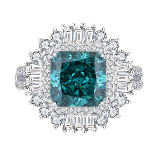 WAHZAUS Verlobungsring für Damen, 3 Karat Crushed Ice im Strahlschliff, quadratischer Zirkonia, simulierter Diamantring, Statement-Cocktail-Ring aus Sterlingsilber, 9, Silber, Zirkonia WAHZAUS Verlobungsring für Damen, 3 Karat Crushed Ice im Strahlschliff, quadratischer Zirkonia, simulierter Diamantring, Statement-Cocktail-Ring aus Sterlingsilber, 9, Silber, Zirkonia von WAHZAUS