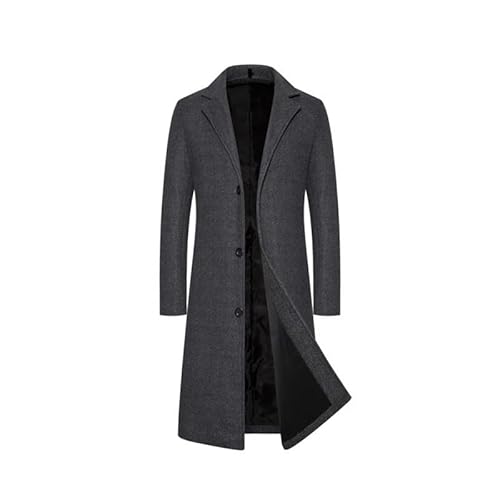 Herren Wollmantel Winter Dicker Trenchcoat Revers Regular Fit Langmantel Erbsenmäntel, dunkelgrau, M von WAIDFU