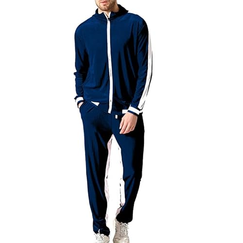 WAIDFU Herren 2 Stück Sportanzüge Sweatpants Samt Casual Trainingsanzug Langarm Full-Zip Sportswear von WAIDFU