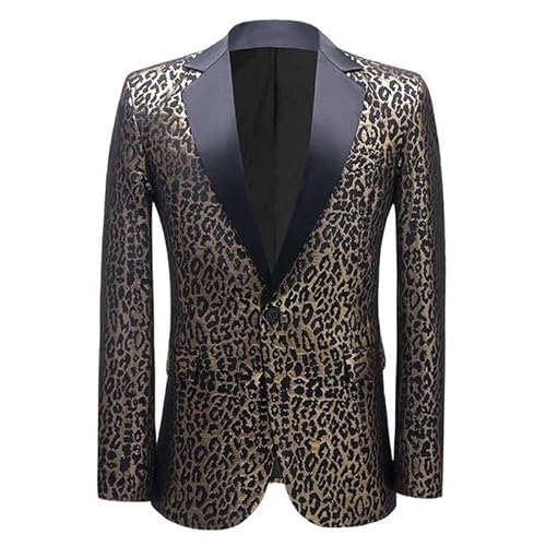 WAIDFU Herren Blazer Leopardenmuster gekerbt Revers Anzüge Chic Slim Fit Smoking Stilvolle Jacken von WAIDFU
