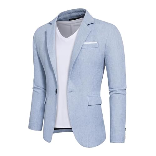 WAIDFU Herren Casual Blazer Ein-Knopf Slim Fit Smart Casual Jacke Leichte Business Anzugjacken, himmelblau, L von WAIDFU