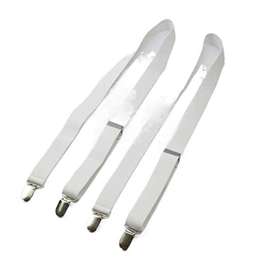 4 Clips schwarz ohne Kreuz Herren Hosenträger Erwachsene 2,5 cm Damen Hosen verstellbare Hosenträger grau (Color : White, Size : 1pc) von WAIKUB