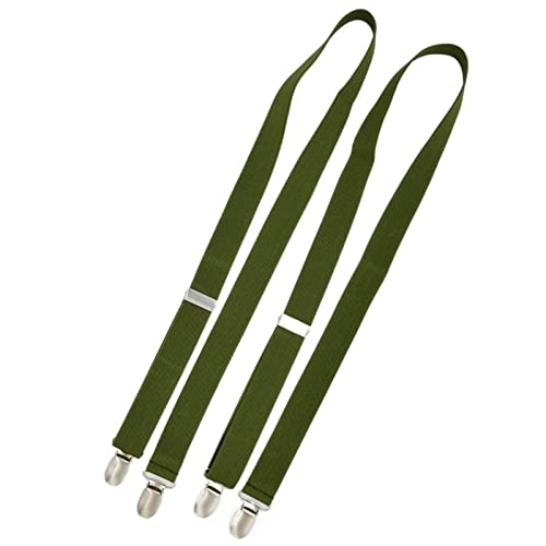 WAIKUB 4 Clips schwarz ohne Kreuz Herren Hosenträger Erwachsene 2,5 cm Damen Hosen verstellbare Hosenträger grau (Color : Army green, Size : 1pc) von WAIKUB