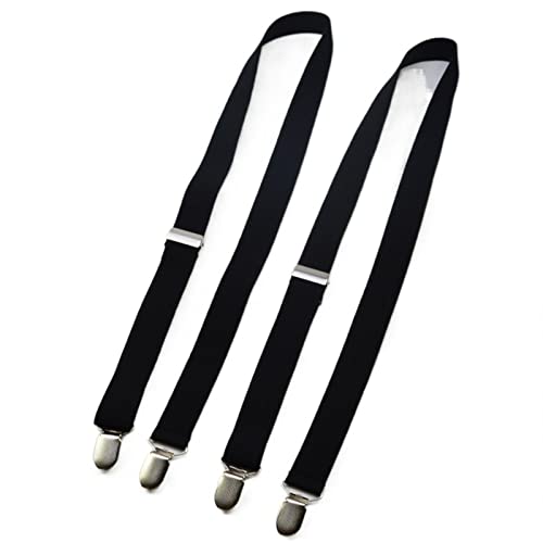 WAIKUB 4 Clips schwarz ohne Kreuz Herren Hosenträger Erwachsene 2,5 cm Damen Hosen verstellbare Hosenträger grau (Color : Black, Size : 1pc) von WAIKUB