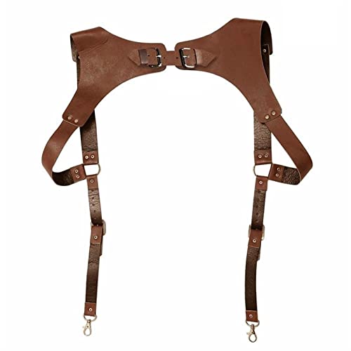 WAIKUB Vintage Leder Hosenträger Herren Mittelalter Renaissance Suspensorio Bekleidung Schulter Zubehör Gurtband Harness Chest Punk (Color : Brown, Size : 1pc) von WAIKUB