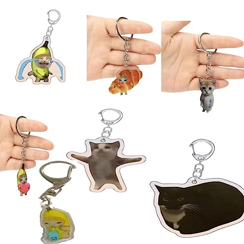 WAITLOVER 2023 Happy Banana Handykette Student Geschenk El Gato Meme Lustig Anhänger Kleine Fobs Maxwell Kette Lanyard Anhänger von WAITLOVER