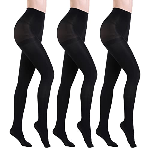 WAJIAFAR 3 Paar Halbdurchsichtige Strumpfhosen, 60D Control Top Mikrofaser-Leggings für Damen von WAJIAFAR