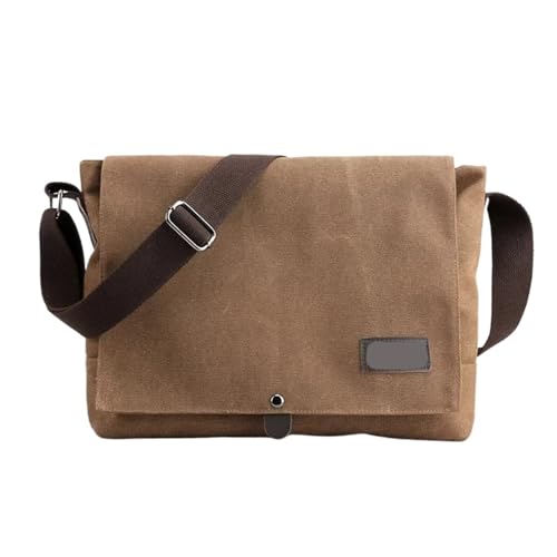 Herren-UmhäNgetasche Männer Leinwand Umhängetasche Schulter Messenger Taschen Mann Umhängetasche Casual Solide Multi Funktion Tragbare Männliche Tasche(Coffee) von WAJJWI