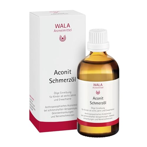 Aconit Schmerzöl, natürlich wirksam bei schmerzhaften Verspannungen, Gelenkschmerzen und Nervenschmerzen, wärmendes Öl zum Einreiben, für Erwachsene & Kinder ab 6 Jahren, 100 ml Aconit Schmerzöl, natürlich wirksam bei schmerzhaften Verspannungen, Gelenkschmerzen und Nervenschmerzen, wärmendes Öl zum Einreiben, für Erwachsene & Kinder ab 6 Jahren, 100 ml von WALA