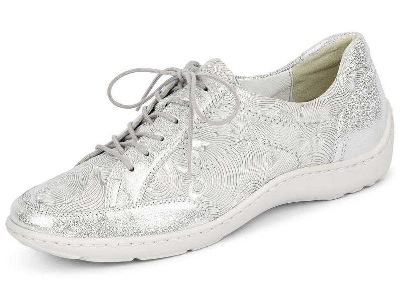 Waldläufer Schnürschuh aus Rind-Metallicleder, Schuhgröße 4, Mattsilber von Waldläufer