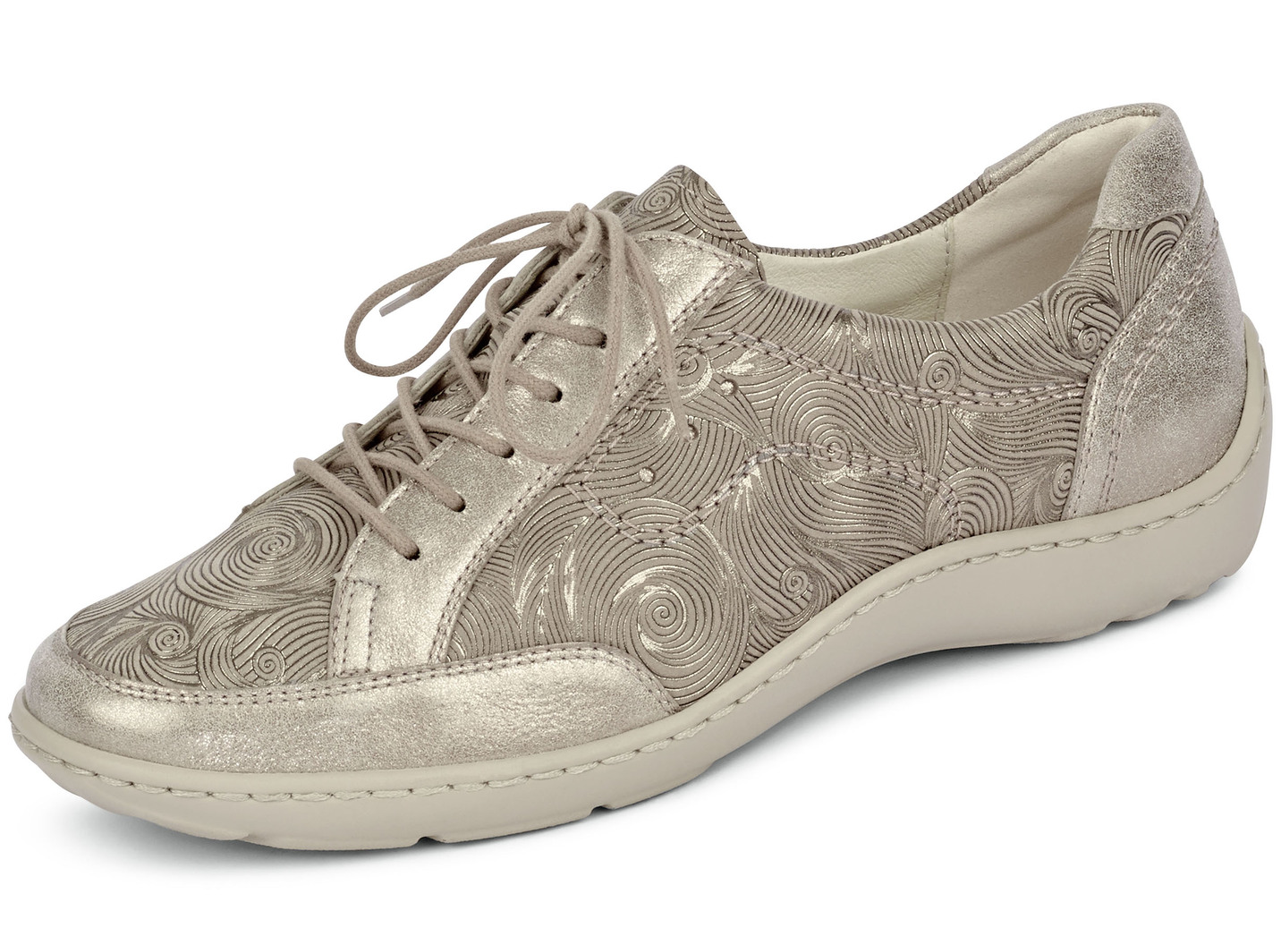 Waldläufer Schnürschuh aus Rind-Metallicleder, Schuhgröße 6, Taupe von Waldläufer