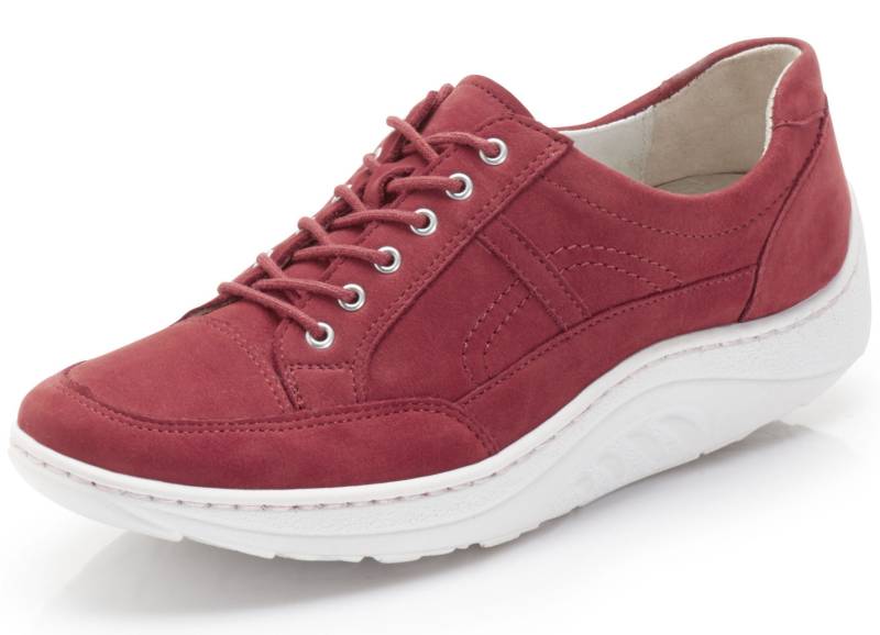 Waldläufer, bequeme Damen-Schnürschuhe, Weite H, Sohle mit Abrollfunktion, Schuhgröße 6, Rubinrot von Waldläufer