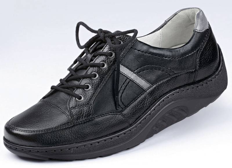 Waldläufer, bequeme Damen-Schnürschuhe, Weite H, Sohle mit Abrollfunktion, Schuhgröße 8, Schwarz von Waldläufer