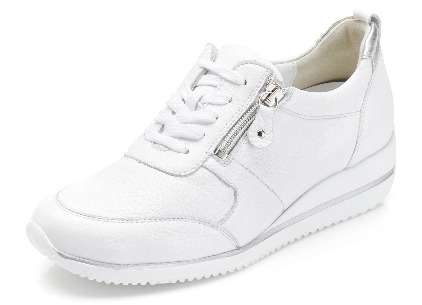 Waldläufer Schnürschuh mit praktischem Reißverschluss, Schuhgröße 4, Weiss von Waldläufer