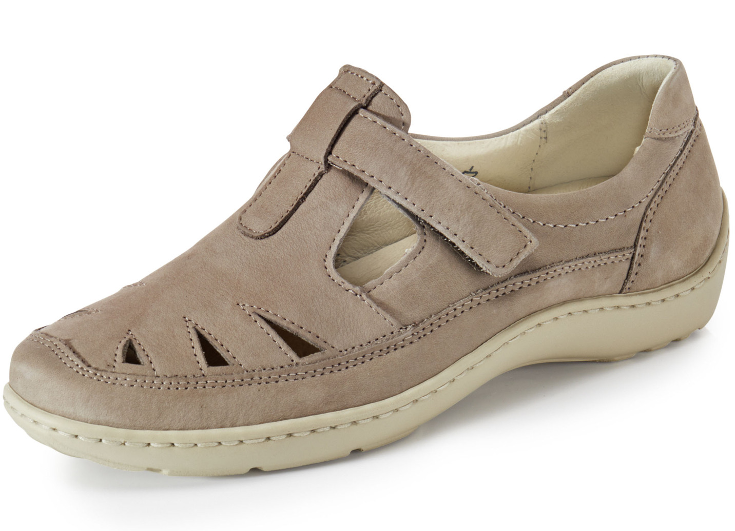 Waldläufer Slipper mit Leder-Massagefußbett, Schuhgröße 5 1/2, Sand von Waldläufer