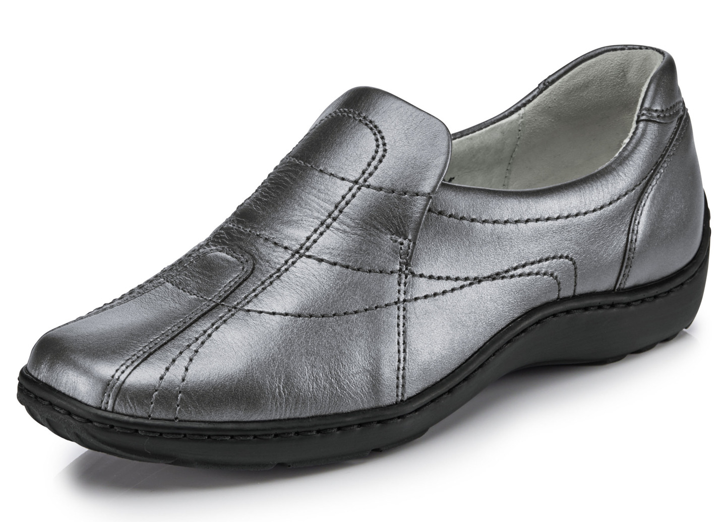 Waldläufer Slipper mit edlem Metallic-Schimmer, Schuhgröße 7 1/2, Altsilber von Waldläufer