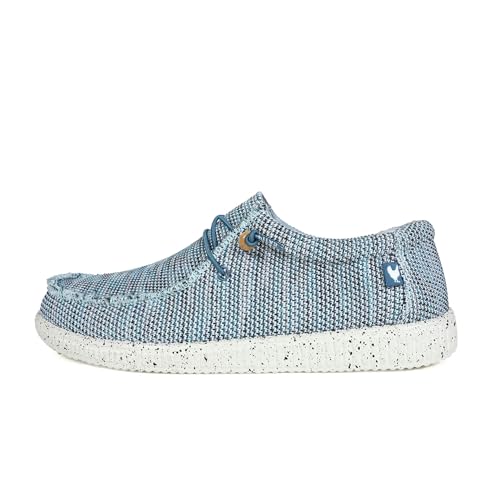 WALK IN PITAS | WP150 WALLABI Knitted | Herren Mokassins | Flache Slipper für Männer | Slip on Loafer | Sneakers | Schlupfschuhe | Freizeitschuhe | Walkinpitas Schuhe | Blau 44 von WALK IN PITAS