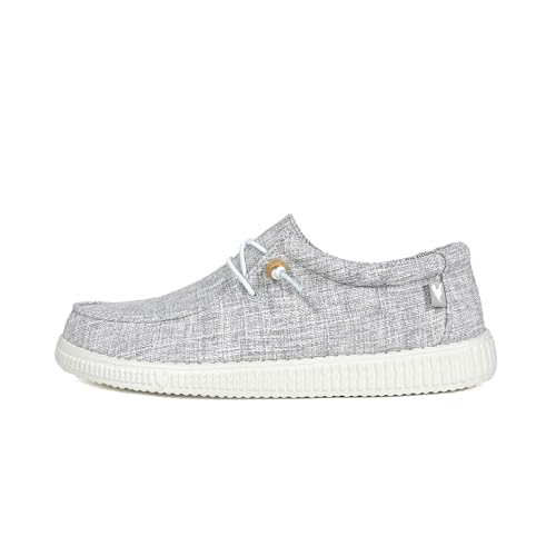 WALK IN PITAS | WP150 WALLABI Linen | Herren Mokassins | Flache Slipper für Männer | Slip on Loafer | Sneakers | Schlupfschuhe | Freizeitschuhe | Walkinpitas Schuhe | Grau 43 von WALK IN PITAS