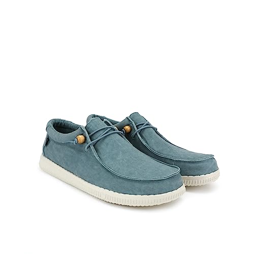 WALK IN PITAS | WP150 WALLABI Washed | Herren Mokassins | Flache Slipper für Männer | Slip on Loafer | Sneakers | Schlupfschuhe | Freizeitschuhe | Walkinpitas Schuhe | Aqua 38 von WALK IN PITAS