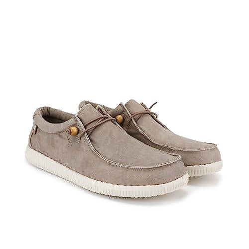 WALK IN PITAS | WP150 WALLABI Washed | Herren Mokassins | Flache Slipper für Männer | Slip on Loafer | Sneakers | Schlupfschuhe | Freizeitschuhe | Walkinpitas Schuhe | Beige 37 von WALK IN PITAS