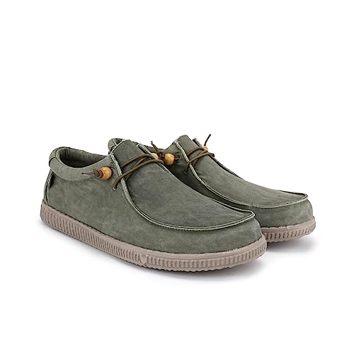 WALK IN PITAS | WP150 WALLABI Washed | Herren Mokassins | Flache Slipper für Männer | Slip on Loafer | Sneakers | Schlupfschuhe | Freizeitschuhe | Walkinpitas Schuhe | Kaki 40 von WALK IN PITAS
