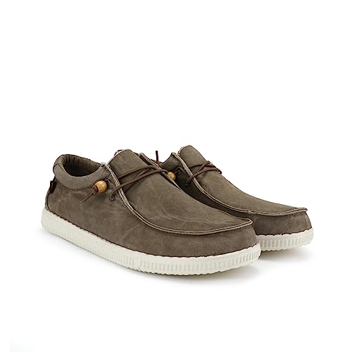 WALK IN PITAS | WP150 WALLABI Washed | Herren Mokassins | Flache Slipper für Männer | Slip on Loafer | Sneakers | Schlupfschuhe | Freizeitschuhe | Walkinpitas Schuhe | Taupe 40 von WALK IN PITAS