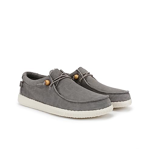 WALK IN PITAS | WP150 WALLABI Washed | Herren Mokassins | Flache Slipper für Männer | Slip on Loafer | Sneakers | Schlupfschuhe | Freizeitschuhe | Walkinpitas Schuhe | Grau 38 von WALK IN PITAS