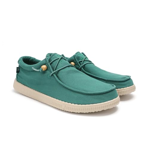 WALK IN PITAS | WP150 WALLABI Washed | Herren Mokassins | Flache Slipper für Männer | Slip on Loafer | Sneakers | Schlupfschuhe | Freizeitschuhe | Walkinpitas Schuhe | Grün 41 von WALK IN PITAS