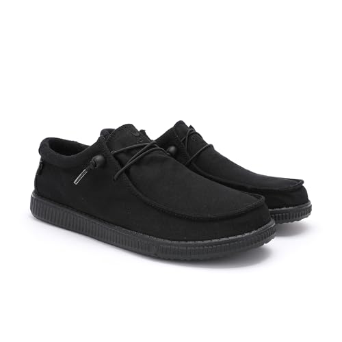 WALK IN PITAS | WP150 WALLABI Washed | Herren Mokassins | Flache Slipper für Männer | Slip on Loafer | Sneakers | Schlupfschuhe | Freizeitschuhe | Walkinpitas Schuhe | Schwarz 42 von WALK IN PITAS