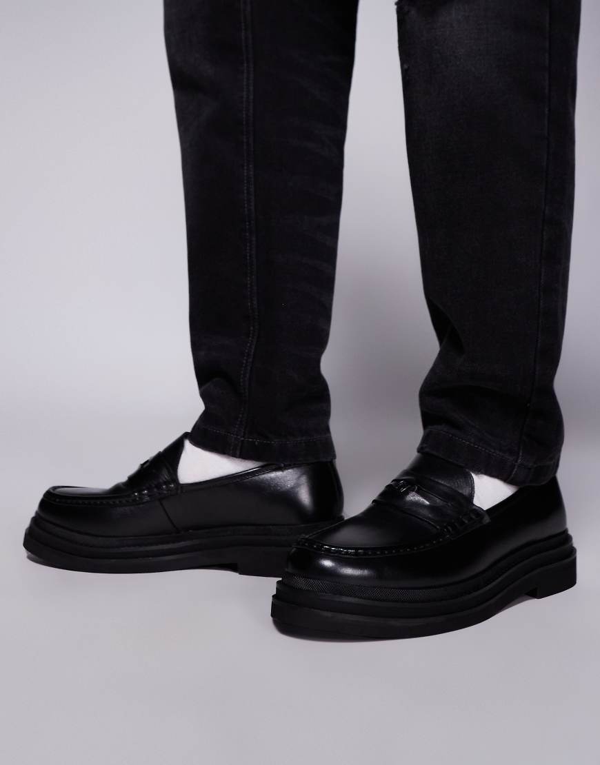 WALK LONDON - Brooklyn - Penny-Loafer in Schwarz aus Leder von WALK LONDON