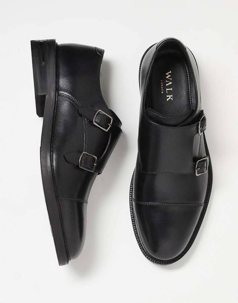 WALK London - Oliver - Monk-Schuhe aus Leder in Schwarz mit Riemen von WALK LONDON